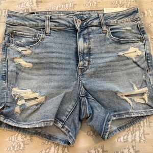 American Eagle Outfitters Light Blue Distressed Denim Shorts